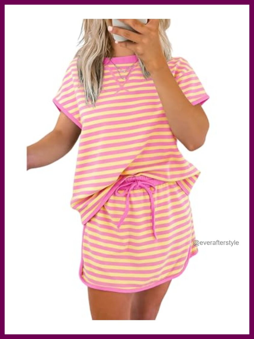 Women's 2 Piece Skort Set Short Sleeve Pullover Loungewear